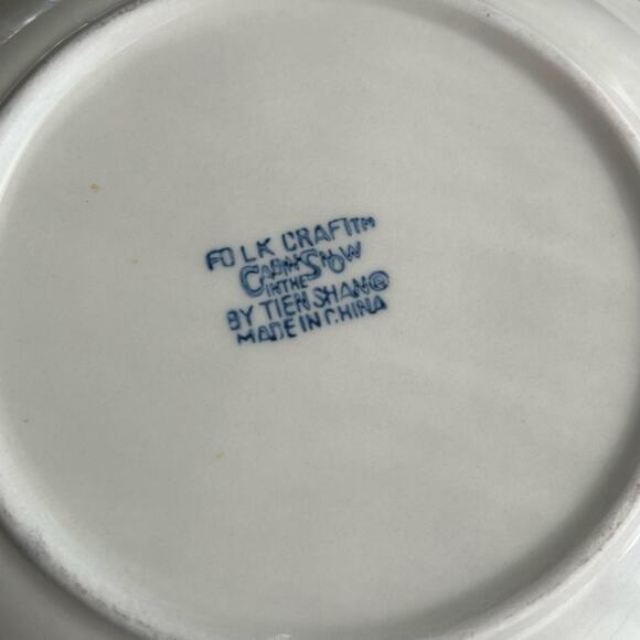 4 Cabin In The Snow by TIENSHAN Christmas plates folk craft - Picture 6 of 8